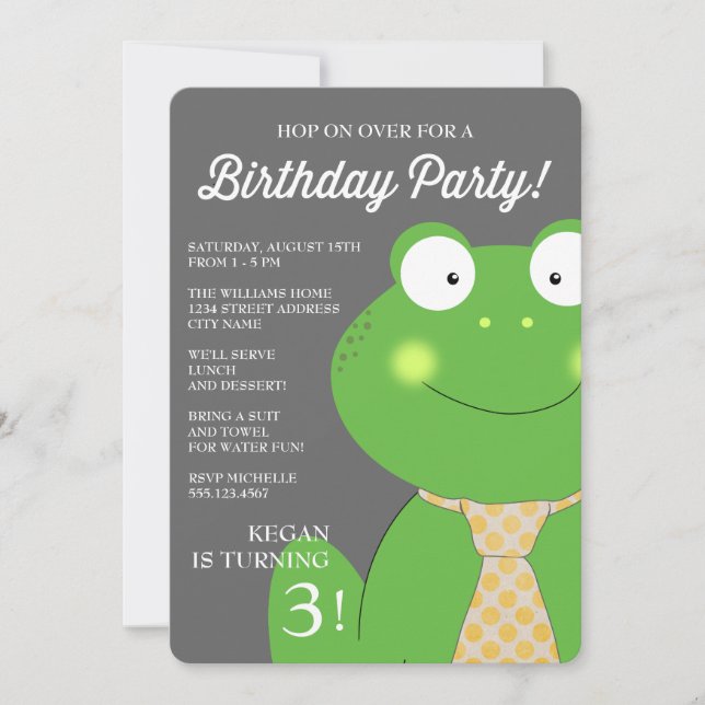 Invitación La pequeña fiesta de cumpleaños linda del Froggy (Anverso)