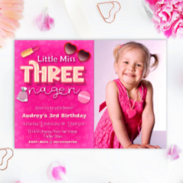 Invitación La pequeña Miss Threenager - Chica tercer cumpleañ