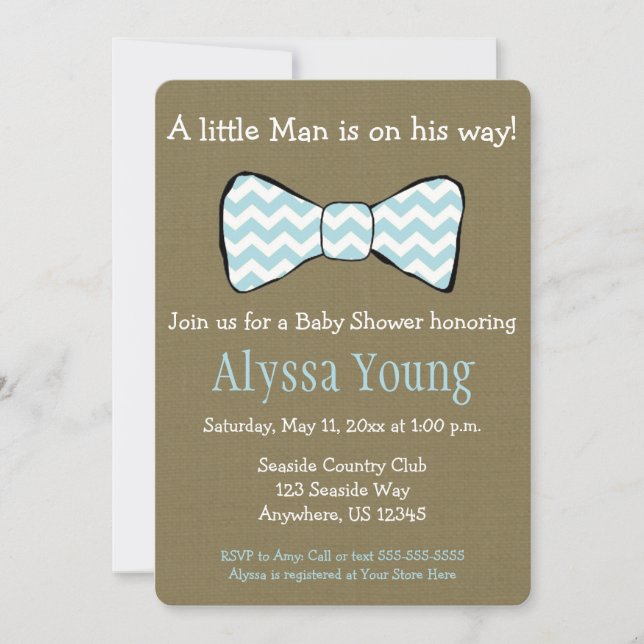 Invitación La pequeña pajarita del hombre Baby Shower invita (Anverso)