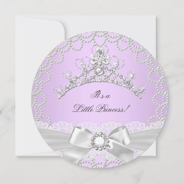 Invitación La pequeña princesa Baby Shower Chica Lilac Pearl (Anverso)