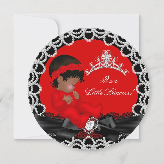 Invitación La pequeña princesa Baby Shower cute a la niña roj (Anverso)