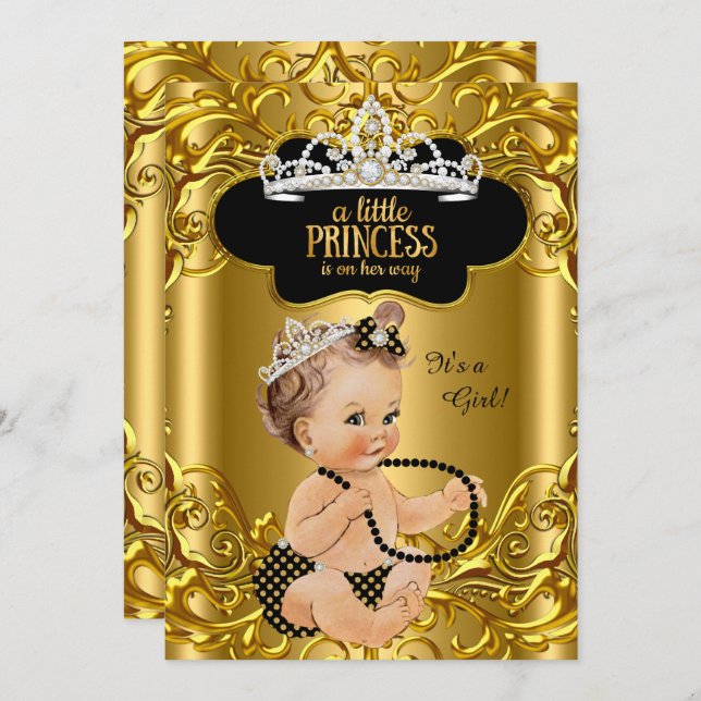 Invitación La pequeña princesa está de camino a Baby Shower B (Anverso / Reverso)