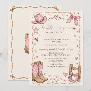 Invitación La pequeña vaquera está en camino Chica Baby Showe