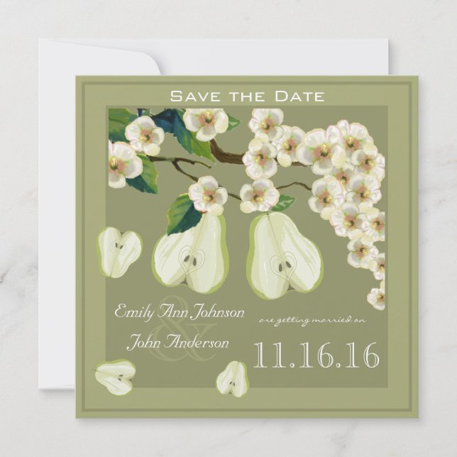 Invitación La perfecta pera floreciendo rama Save the Date (Anverso)
