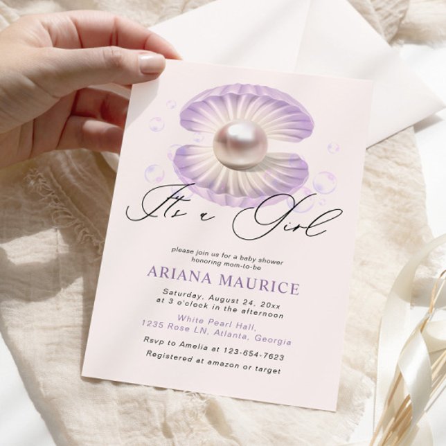 Invitación La perla acuarela es un Baby Shower Chica (Subido por el creador)