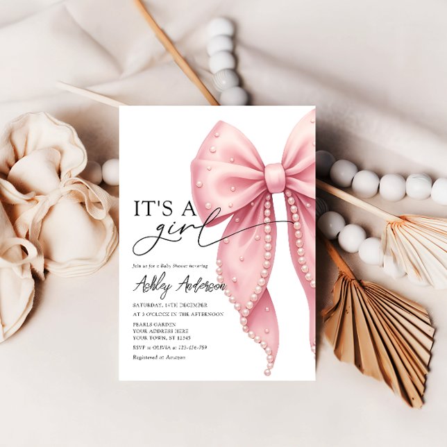 Invitación La perla es un Baby Shower rosado Chica (Subido por el creador)