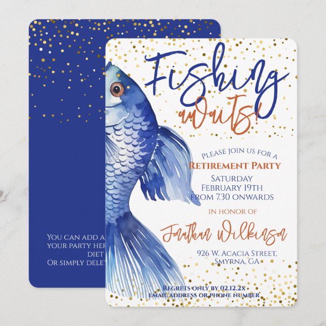 Invitación La pesca de jubilación espera al Fiesta (Anverso / Reverso)