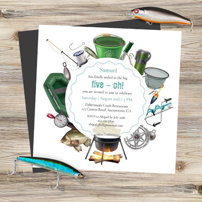 Invitación La pesca de los cinco grandes | 50.º cumpleaños (Subido por el creador)