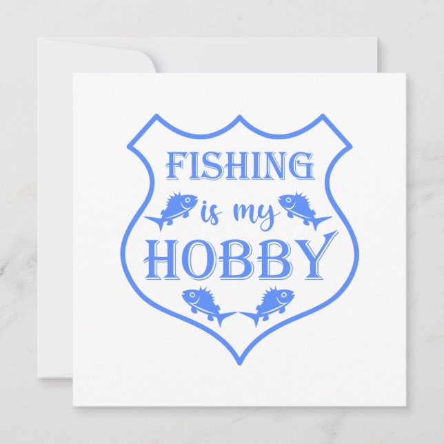 Invitación La pesca es mi cita escudo de hobby en el escudo (Anverso)