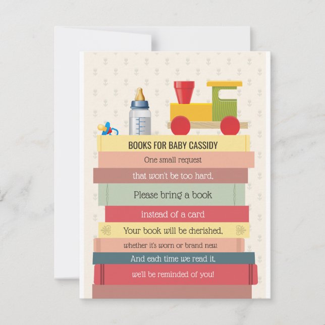 Invitación La pila de libros trae un Baby Shower de libro (Anverso)