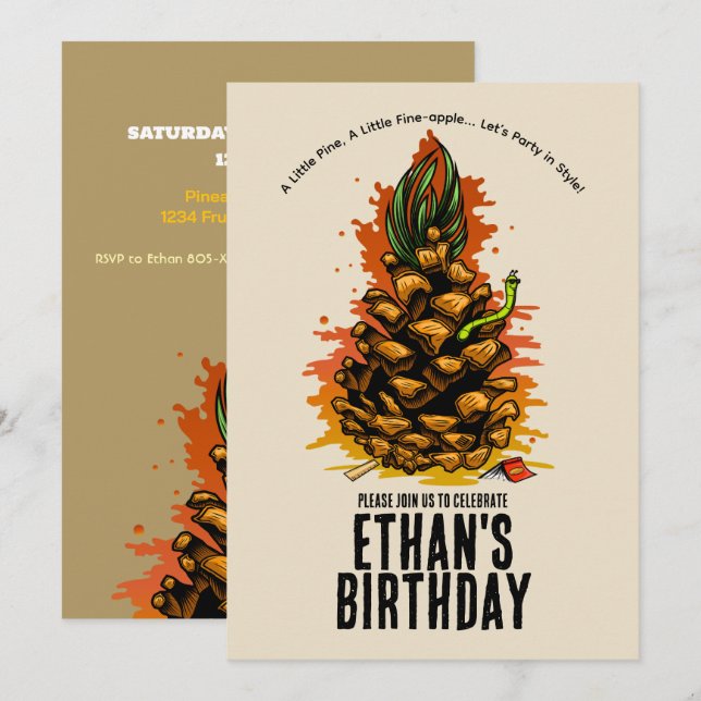 Invitación La piña es la mejor baza de cumpleaños (Anverso / Reverso)