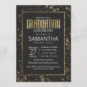 Invitación La pintura del oro salpica ceremonia de graduación