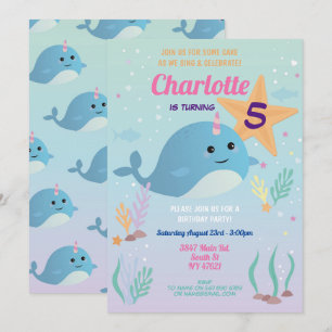 Invitación La Piscina Natal Narwhale Birthday Party Beach Swi