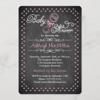 Invitación La pizarra Baby Shower invita - a rosa