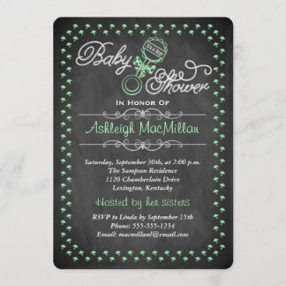 Invitación La pizarra Baby Shower invita - a verde
