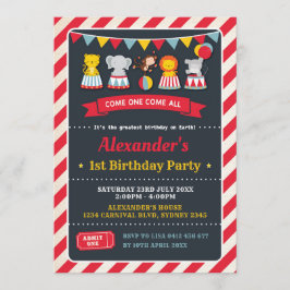 Invitación La pizarra del cumpleaños de los animales de circo