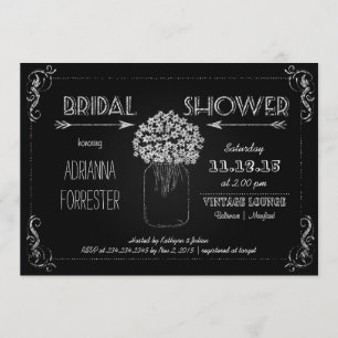 Invitación La pizarra MasonJar del vintage florece la ducha