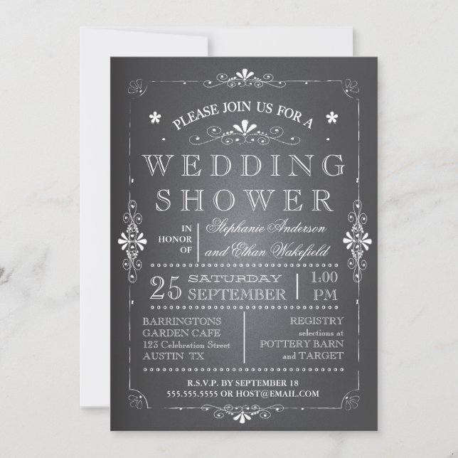 Invitación La pizarra preciosa junta la ducha de la boda (Anverso)