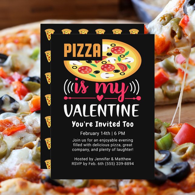Invitación La pizza es mi Fiesta gracioso de San Valentín (Pizza Is My Valentine Funny Party Invitation)
