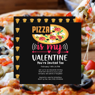 Invitación La pizza es mi plaza Fiesta divertida de San Valen
