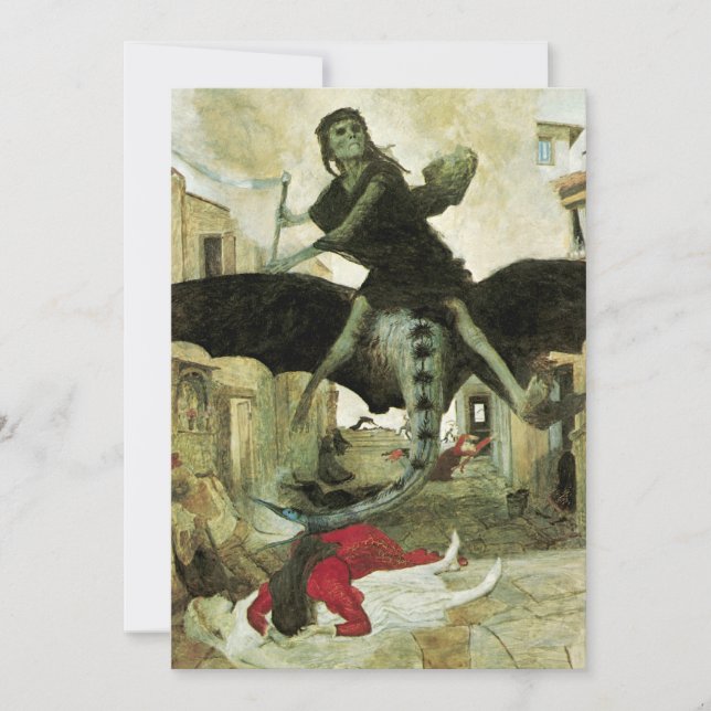 Invitación La plaga de Arnold Bocklin, la fiesta de Halloween (Anverso)