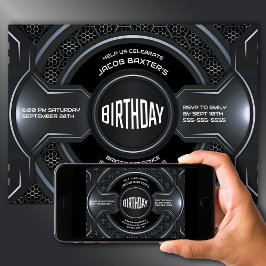 Invitación La plata negra moderna Cualquier fiesta de cumplea