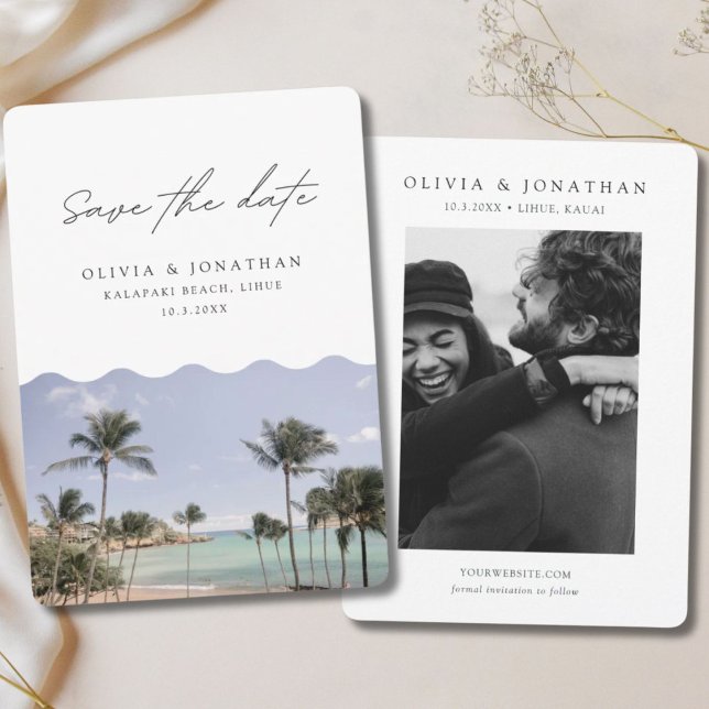 Invitación La playa de Kalapaki salva al Boda de Date Lihue (Kalapaki Beach Save the Date Lihue Wedding Invitation)
