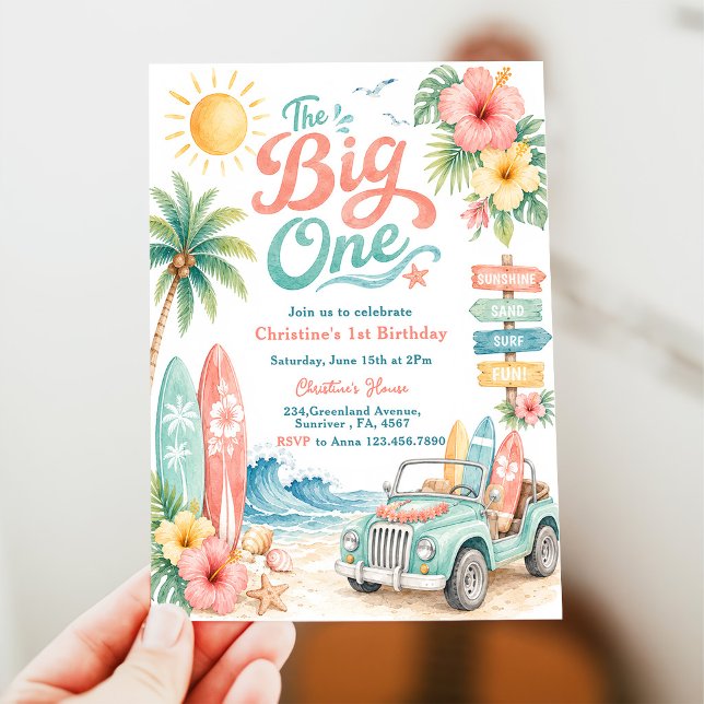 Invitación La Playa de Surf The Big One 1er Cumpleaños (Subido por el creador)