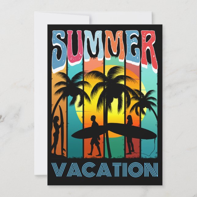 INVITACIÓN LA PLAYA EXTERIOR DE VERANO SURFIENDO VACACIONES F (Anverso)