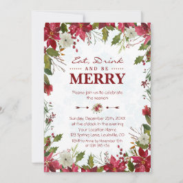 Invitación La Poinsettia Roja se come una bebida y se mora