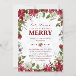 Invitación La Poinsettia Roja se come una bebida y se mora