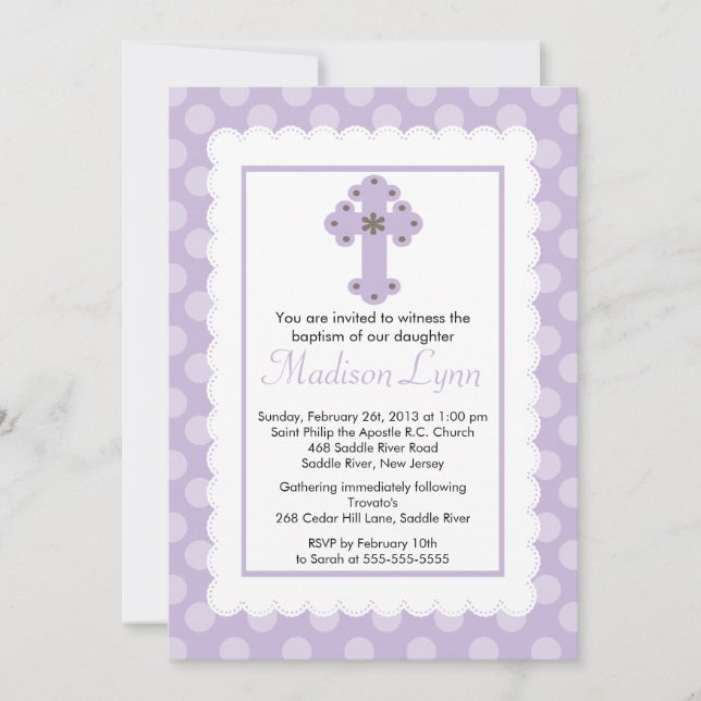 Invitación La polca moderna hace cristiana bautiza a bebé (Anverso)