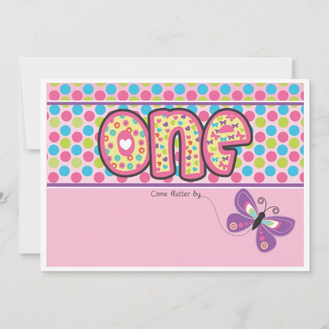 Invitación La polca punteada, primer cumpleaños de la (Anverso)