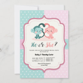 Invitación la polka mono lindo no revela los corazones fiesta