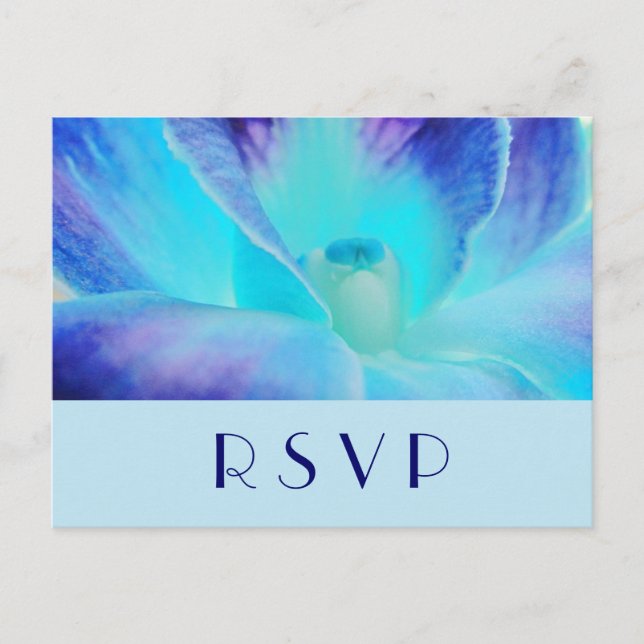 Invitación La postal RSVP de la Orquídea Azul (Anverso)