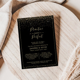 Invitación La práctica del oro hace una cena de ensayo perfec