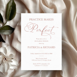 Invitación La Práctica Hace Perfecto Cena de Ensayo Rose Gold