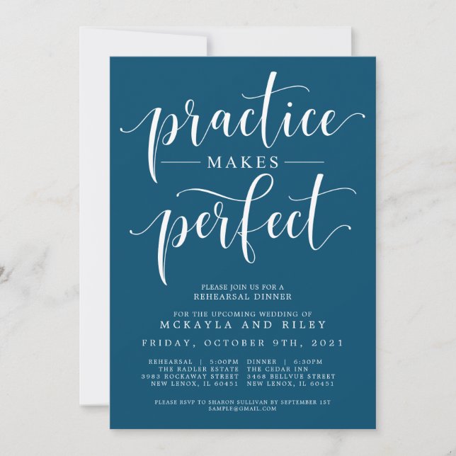 Invitación La práctica hace que el ensayo Boda perfecto para  (Anverso)