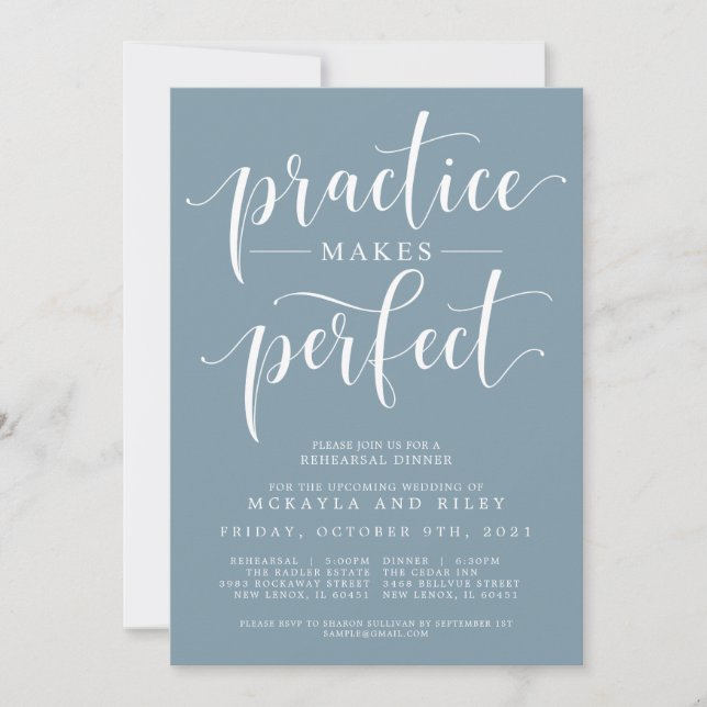 Invitación La práctica hace que el ensayo Boda perfecto para  (Anverso)