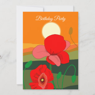 Invitación La pradera roja de la adormidera en el Sunset Bota