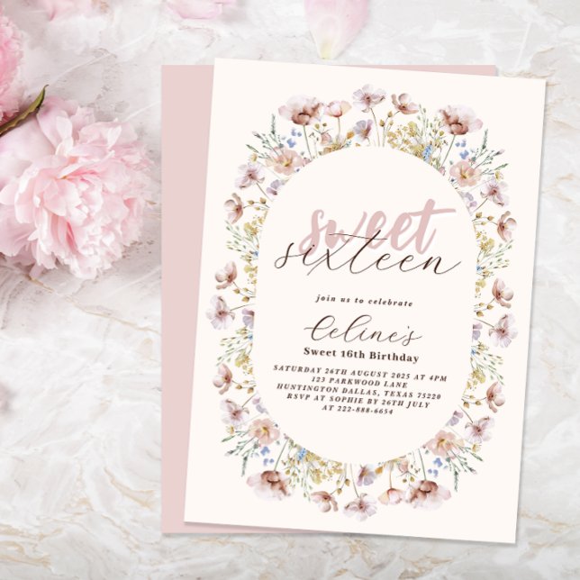 Invitación La pradera romántica flores silvestres dulce 16 cu (Subido por el creador)