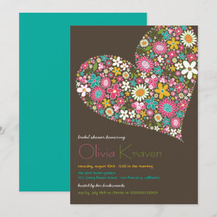 Invitación La primavera colorida florece el corazón que la