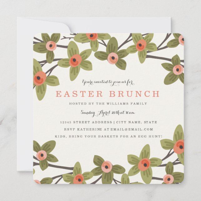 Invitación La primavera florece el brunch de Pascua (Anverso)