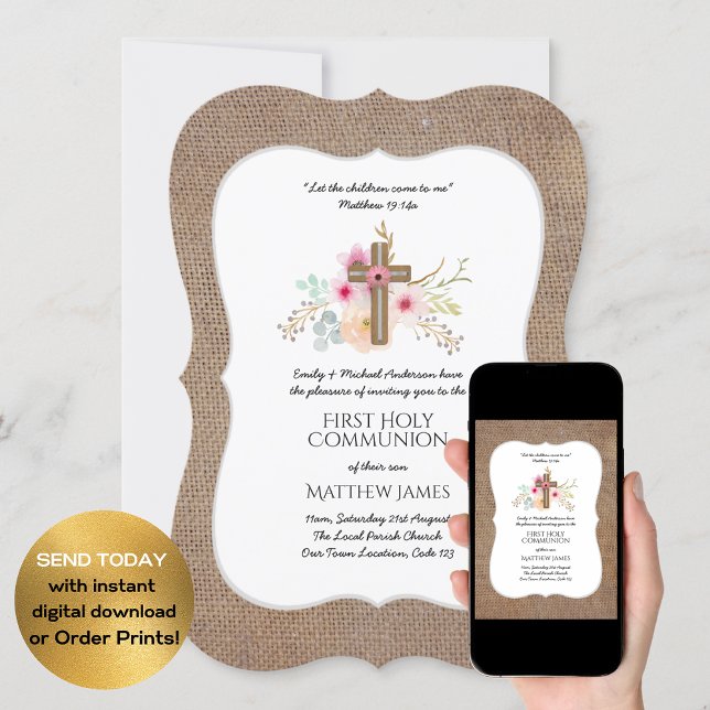 Invitación La primera comunión de Burlap en Rusia invita a la (Subido por el creador)