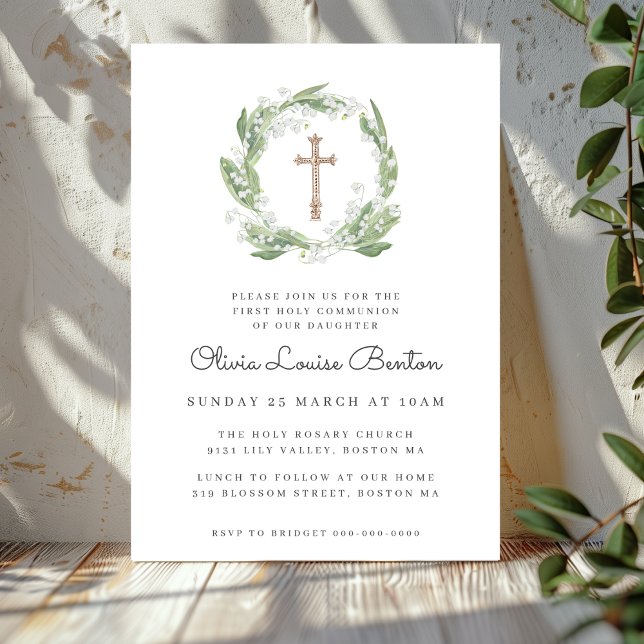 Invitación La primera comunión de la vegetación floral blanca (Subido por el creador)