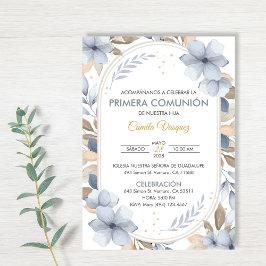 Invitación La primera comunión de las flores azules en la cat