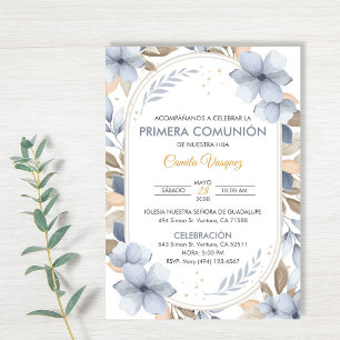 Invitación La primera comunión de las flores azules en la cat