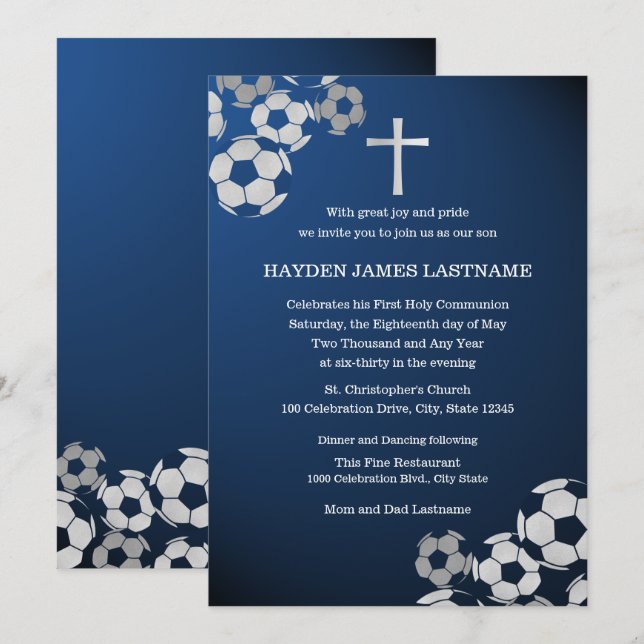 Invitación La primera comunión del fútbol (Anverso / Reverso)