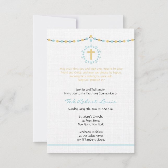 Invitación La primera comunión del niño (Anverso)