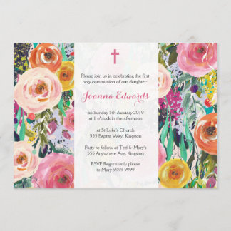 Invitación La primera comunión floral moderna personalizada